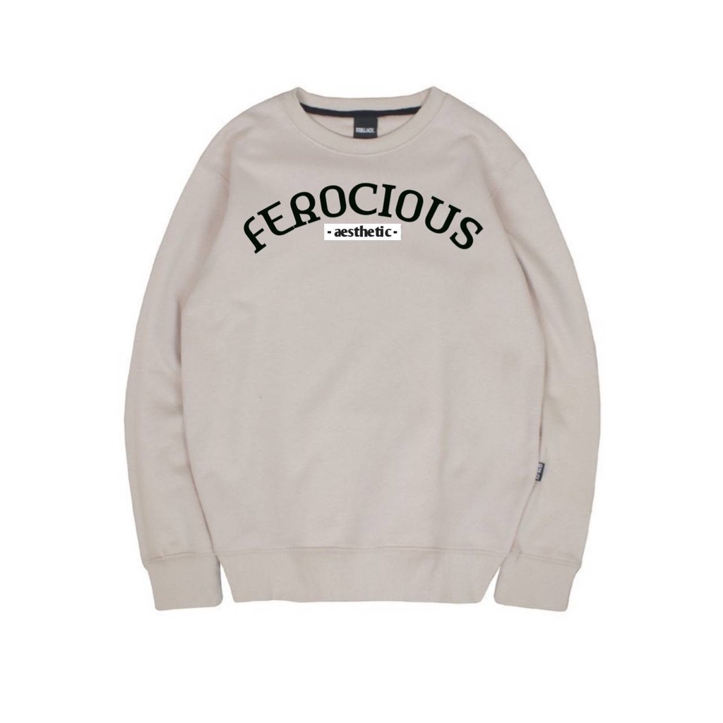 Ferocious Sweater Crewneck Embord Pria Wanita AUTHENTIC Cream ⭐⭐⭐⭐⭐