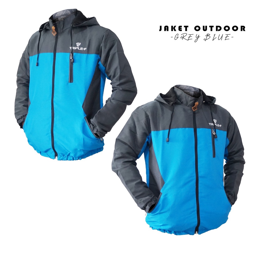 Jaket Gunung Outdoor Jacket Waterproof Anti Air Angin Big Size XXL Jumbo Polos Pria Wanita Unisex Original Triple F