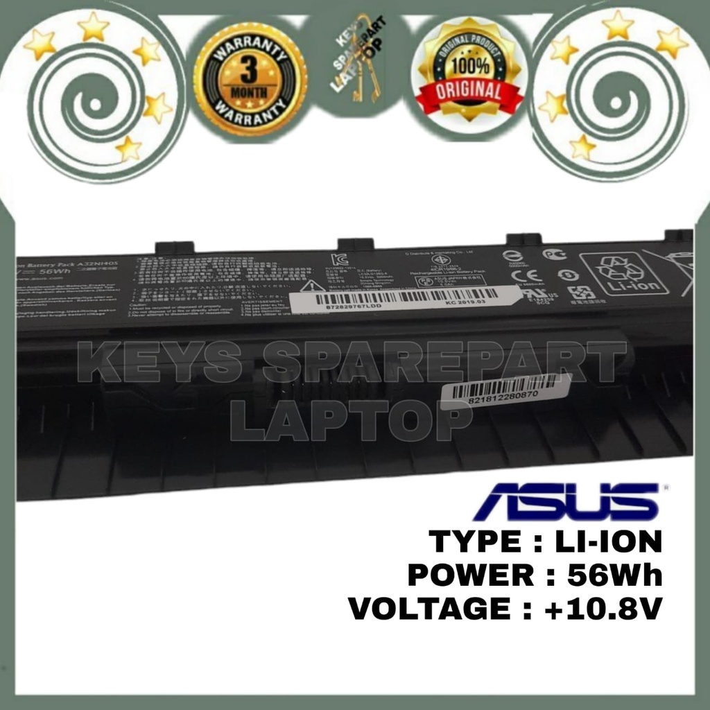 BATERAI BATTERY Batre Laptop ASUS ROG G551 G551j G551jk G551jm G551jw G551jx G551vw G771 G58JM A32NI405 GL551 N551 N751 G551JL G58JM G771J N551ZU Series ORIGINAL