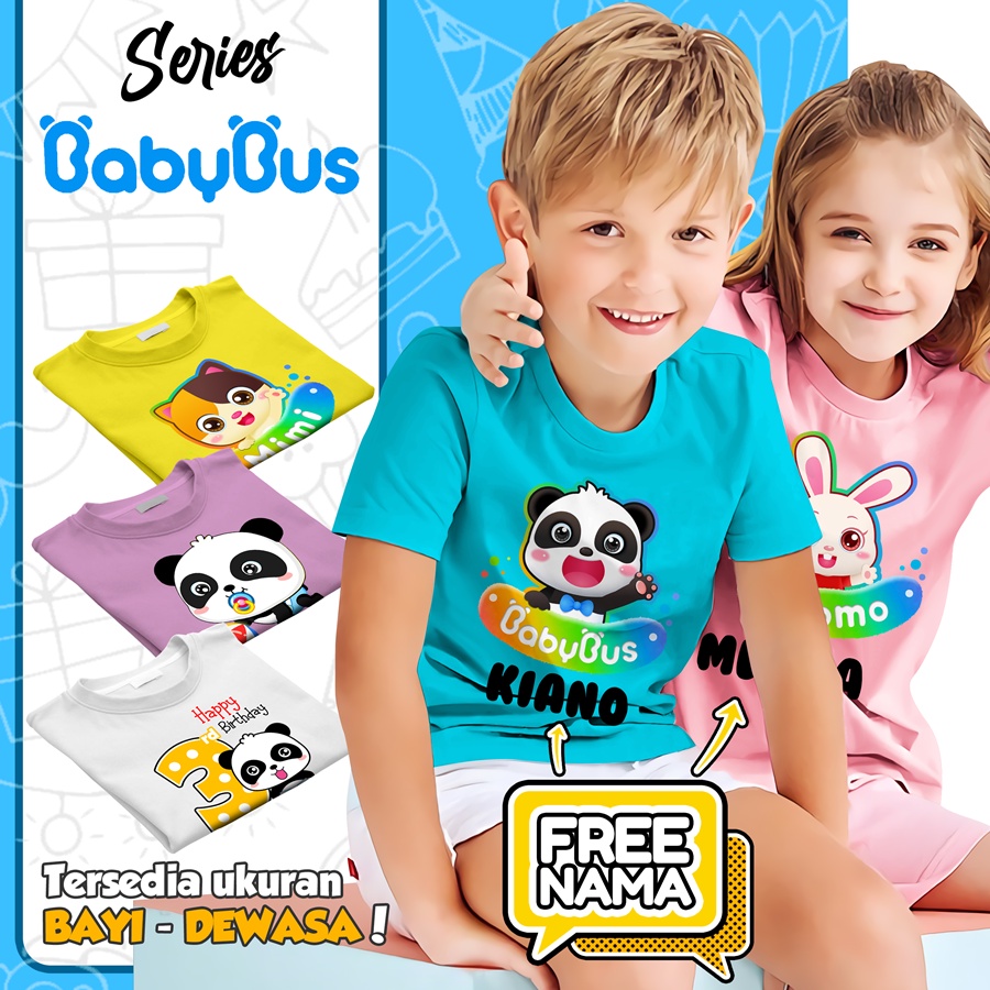 Baju Kaos ANAK DAN DEWASA BABY BUS COUPLE (FREE NAMA)