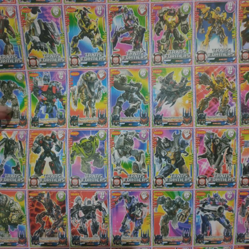 gambar poster adu gepok isi 100   / mainan kartu / mainan anak murah  / kartu gepok / umbul umbulan-Transformers