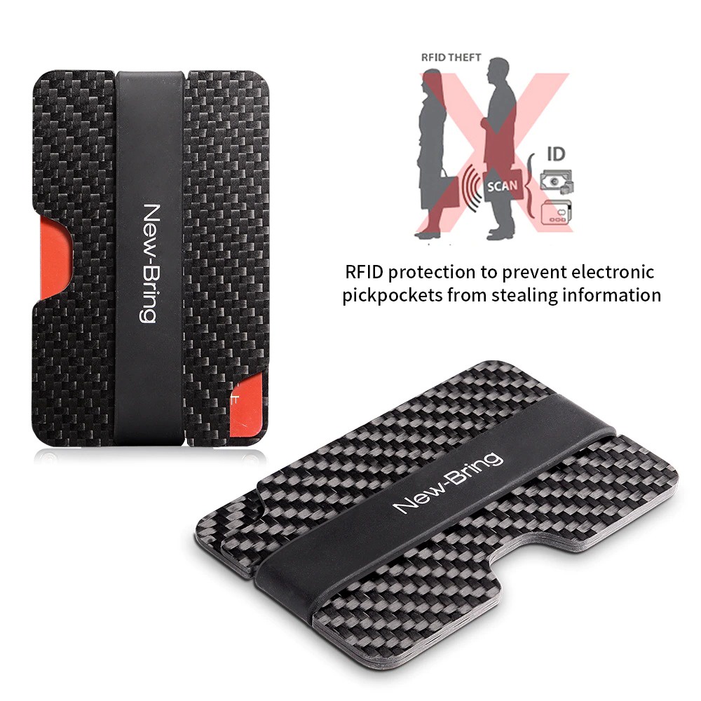 Dompet Uang Klip Pemegang Kartu Kredit Compact Carbon Fiber Mini Klip Uang Kartu Kredit Lengan Pemegang ID Dengan Dompet Kartu Anti-Pencurian RFID