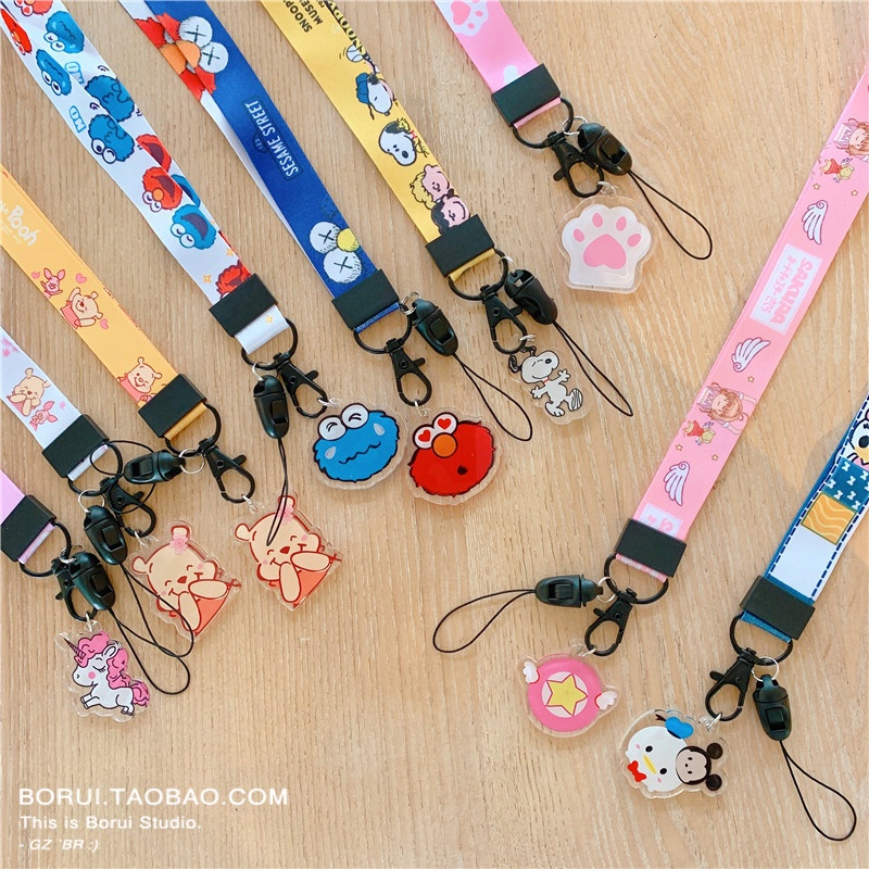 Baru ponsel lanyard melebar wanita leher tali panjang pendek Ponsel jaringan liontin gantungan kunci