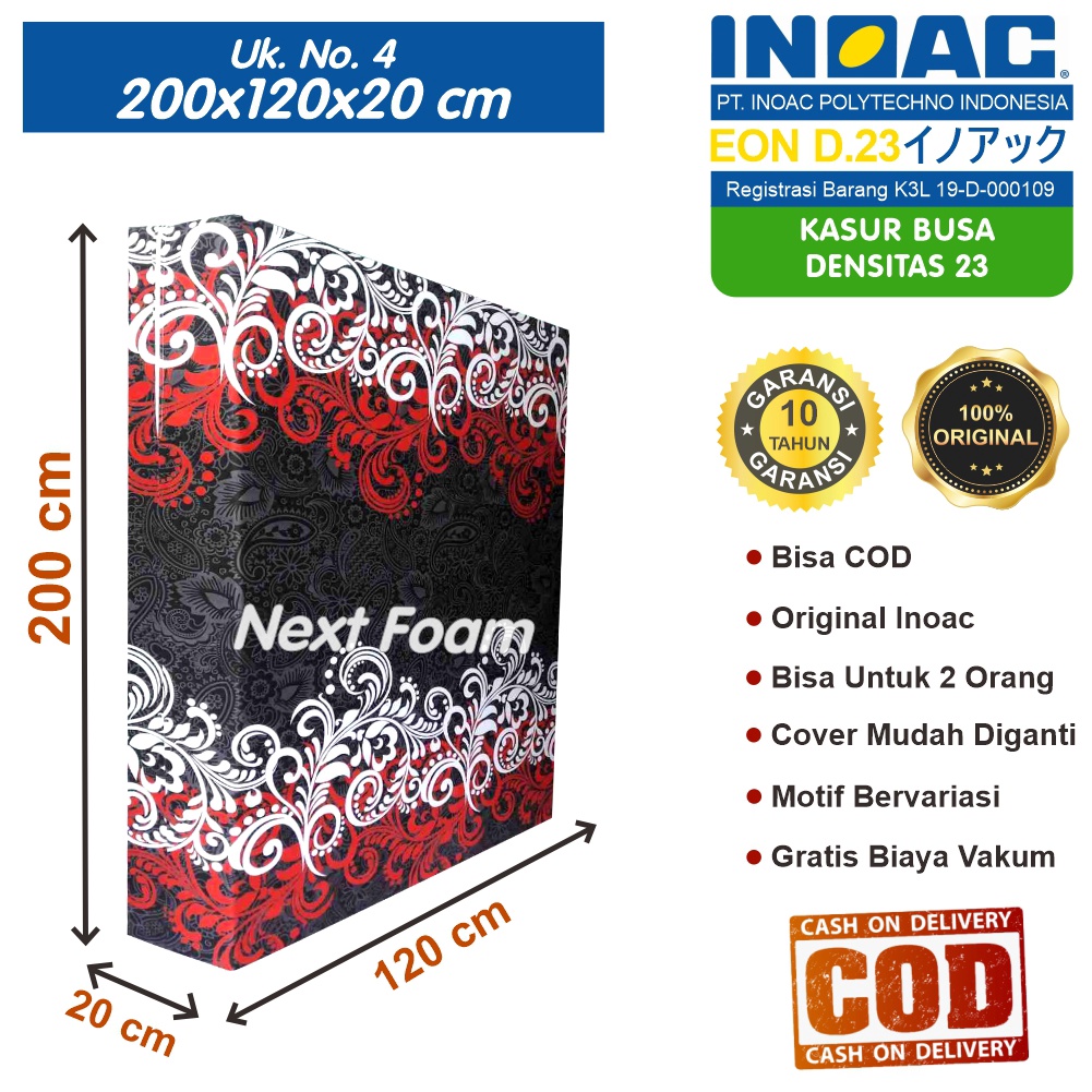 Kasur Busa Inoac Ukuran No 4 200x120x20 cm Tebal 20 cm EON D23 ORIGINAL INOAC Garansi 10 Tahun Asli