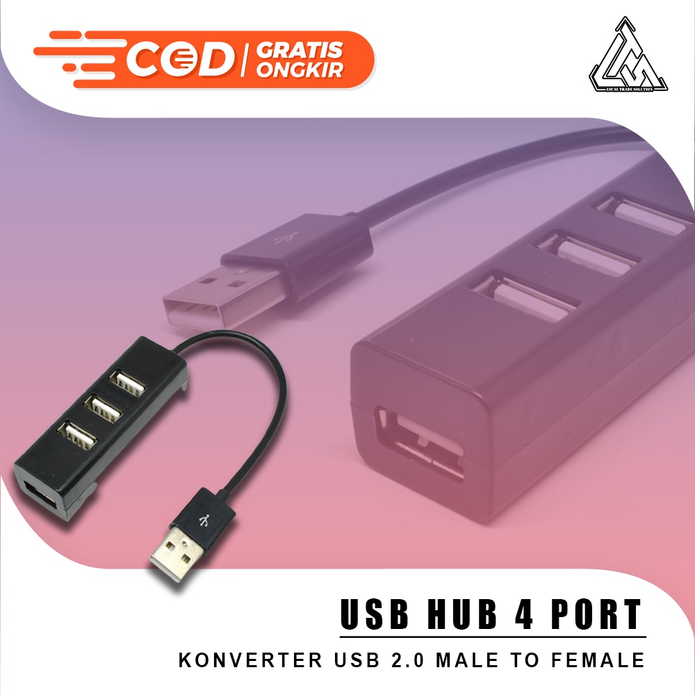 Usb Hub 4 Port High Speed Portable Adapter USB Multifungsi Transfer Rate Super Cepat Plug and Play Konverter Male to Female Switch Data Cable &amp; Charger Bisa Untuk Mouse Keyboard Dongle Bluethoth Flashdisk Charger