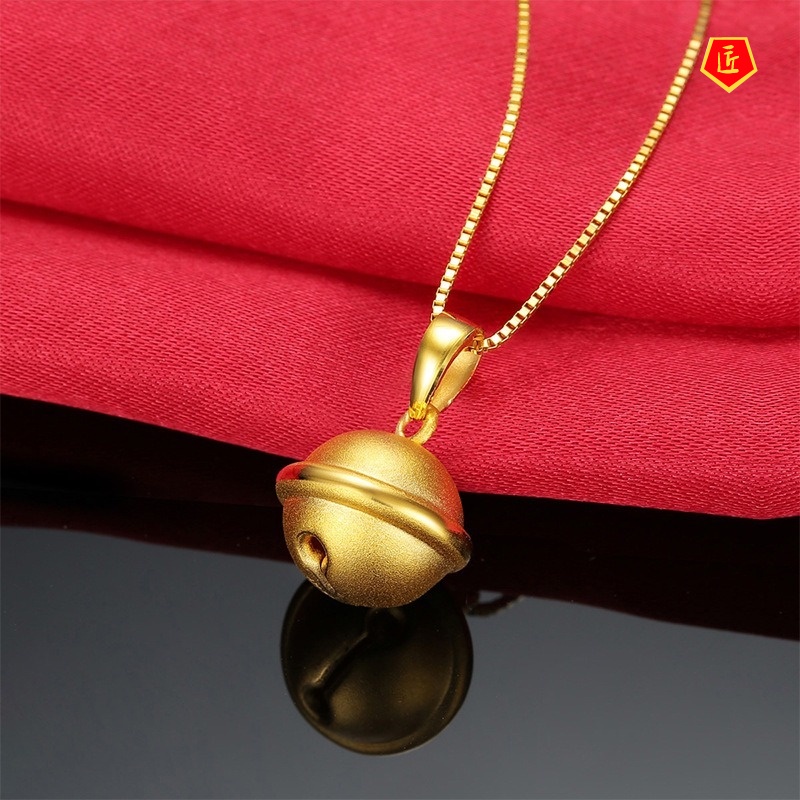 [Ready Stock]3D Creative Bell Pendant Kids' Golden Luck Bringer Necklace