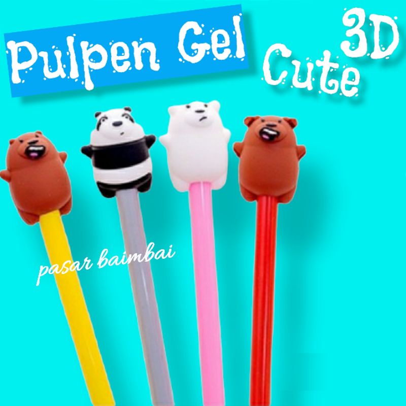 PULPEN GEL KARAKTER PULPEN GEL BEAR PULPEN GEL LUCU PEN KARAKTER BERUANG PANDA PULPEN LUCU BANJARMASIN PEN GEL HITAM MURAH PASAR BAIMBAI