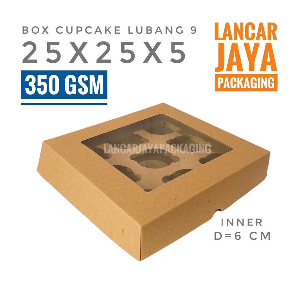 

Kotak Cupcake Box Pudding Pie Muffin Kraft Coklat Lubang 9 25x25x5 CM