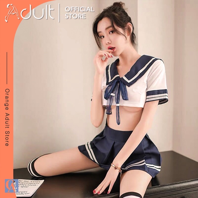 ORANGE ADULT Lingerie Sexy Cute Costume Schoolgirl / Lingerie Seksi Sekolah Baju Tidur Wanita Dewasa1286