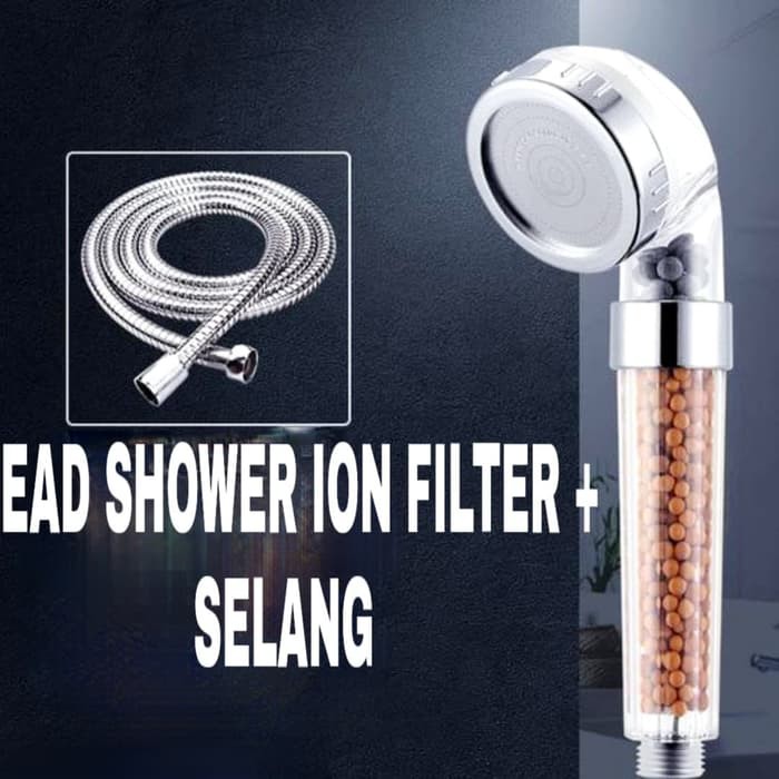 Selang + Kepala Shower Head Ion SPA Ionizer Healthy Crystal 3 Mode IMPORT