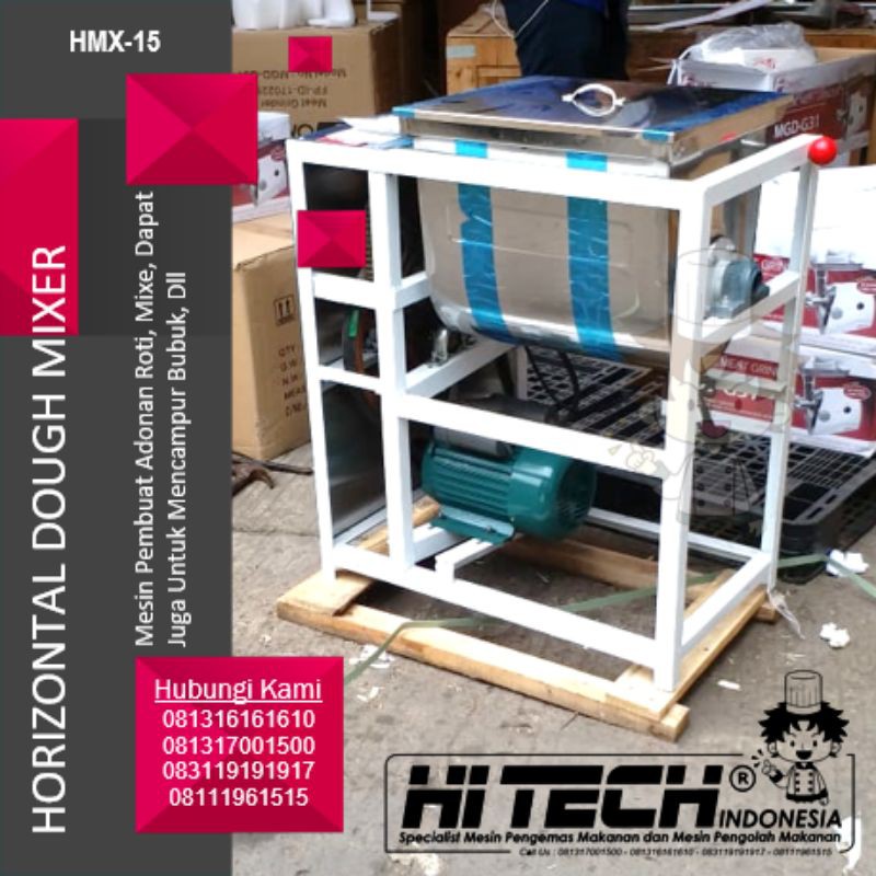 HORIZONTAL DOUGH MIXER 15 LITER FOMAC HMX-15 PENGADUK ADONAN MIE ROTI MIKSER HORISONTAL 15L HMX 15