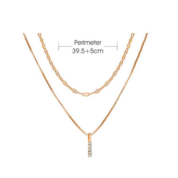 kalung double layer simple pendant multilayer necklace (3G4) jka210