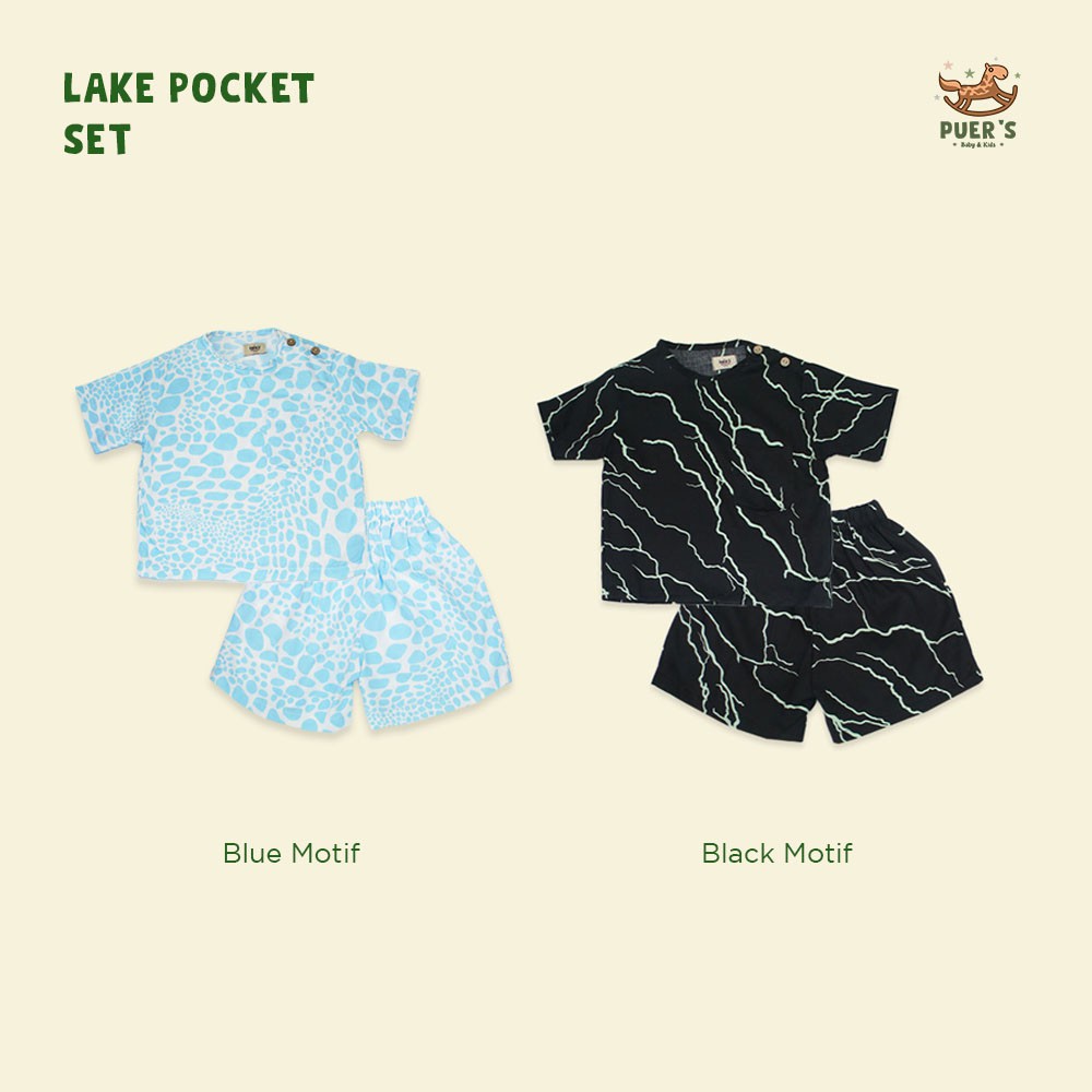 SETELAN ANAK PUER'S LAKE POCKET (SETELAN PIYAMA/ SETELAN KEMEJA ANAK/ SETELAN OVERSIZE ANAK UNISEX)