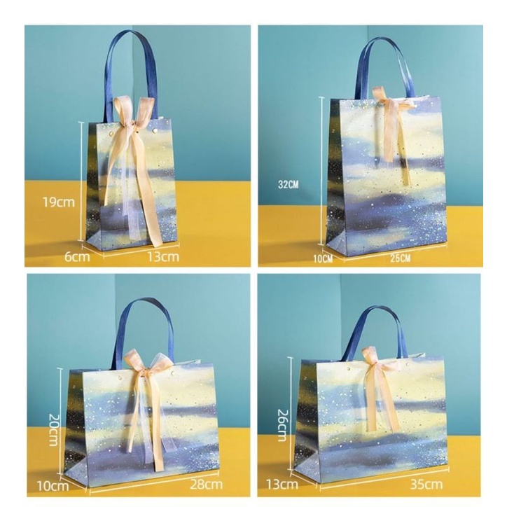 Premium paper bag tas tenteng hadiah gift bag mewah blue galaxy TT04