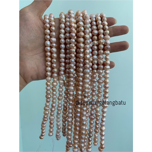 Bahan Mutiara Air Tawar Barok / Baroque LAVENDER 8 x 12mm Bulat pearl