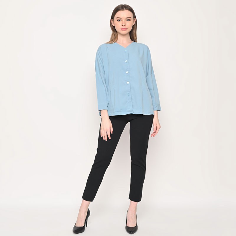 ARENA - Vneck Blouse Kancing Depan Wanita