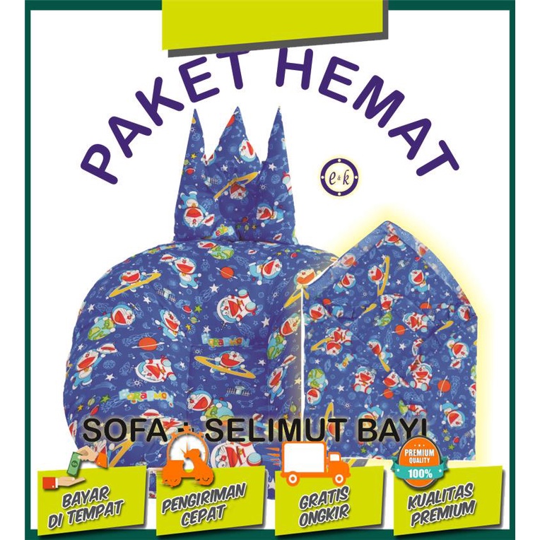 PAKET HEMAT!! Sofa Bayi Multifungsi Kasur Bayi + Selimut Topi Bayi Karakter