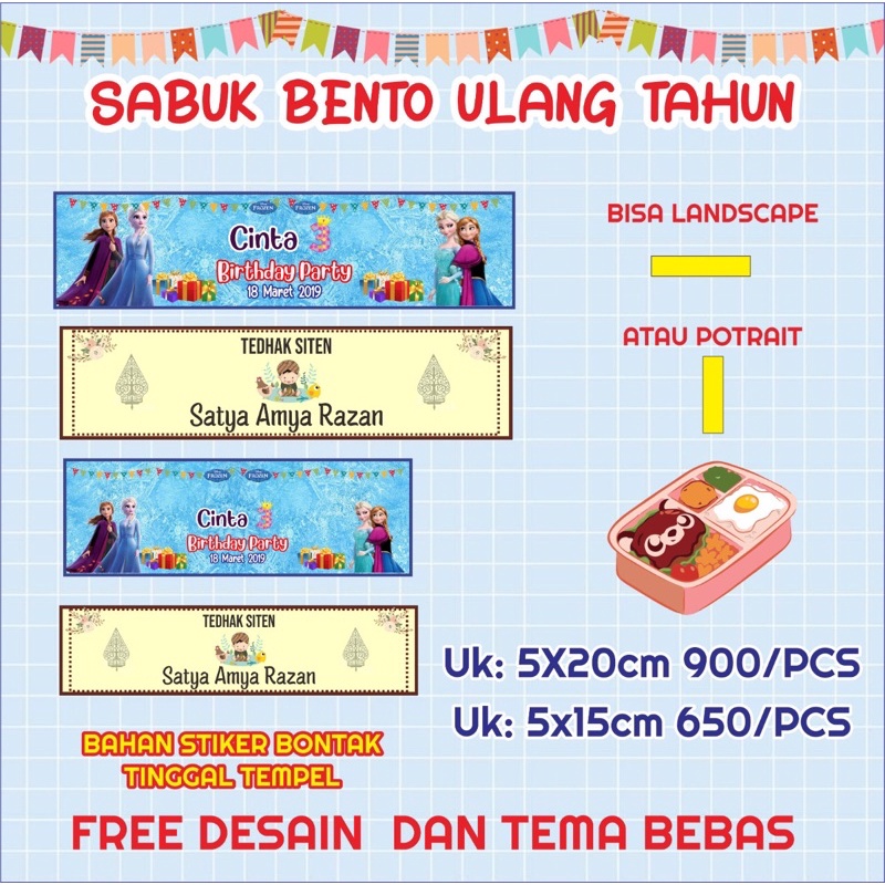

STIKER SABUK BENTO ULTAH/SEAL BOX BENTO DAN TOPLES