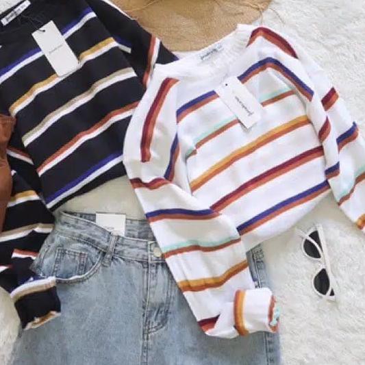 ❁ AFI - EC - Nesvi Rainbow Sweater Rajut ➸