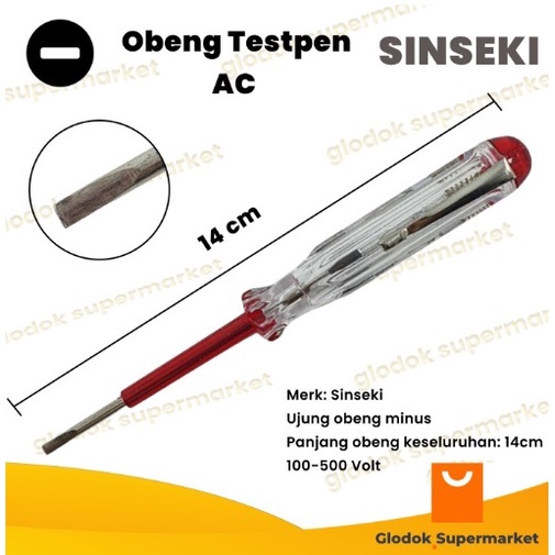 Obeng Testpen AC Sinseki Tespen 100-500 Volt Panjang 13cm