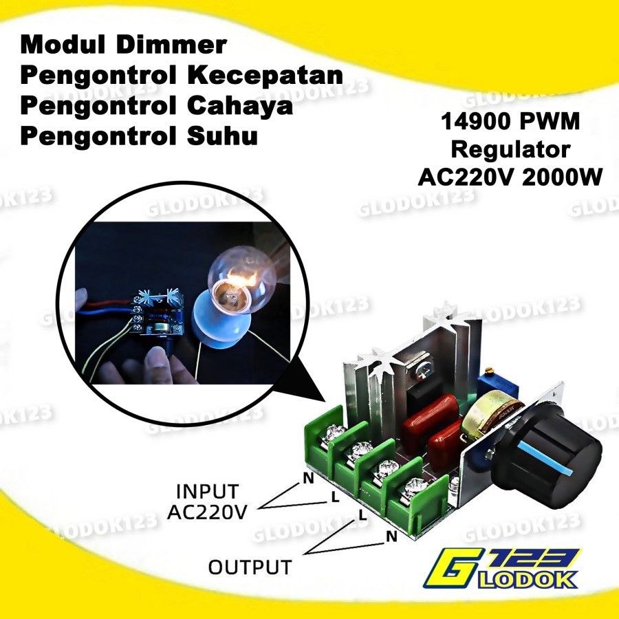 Dimmer SCR 2000W Motor Speed Controller 220V AC PWM Regulator - 14900