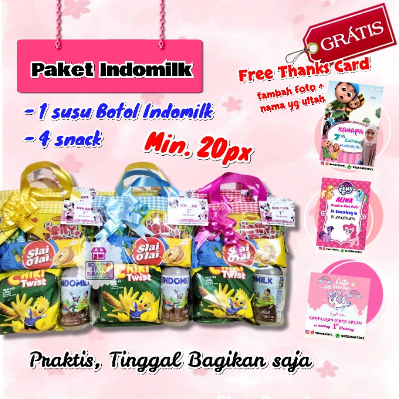 

Snack Ulang Tahun || Paket Susu Indomilk / paket souvenir snack