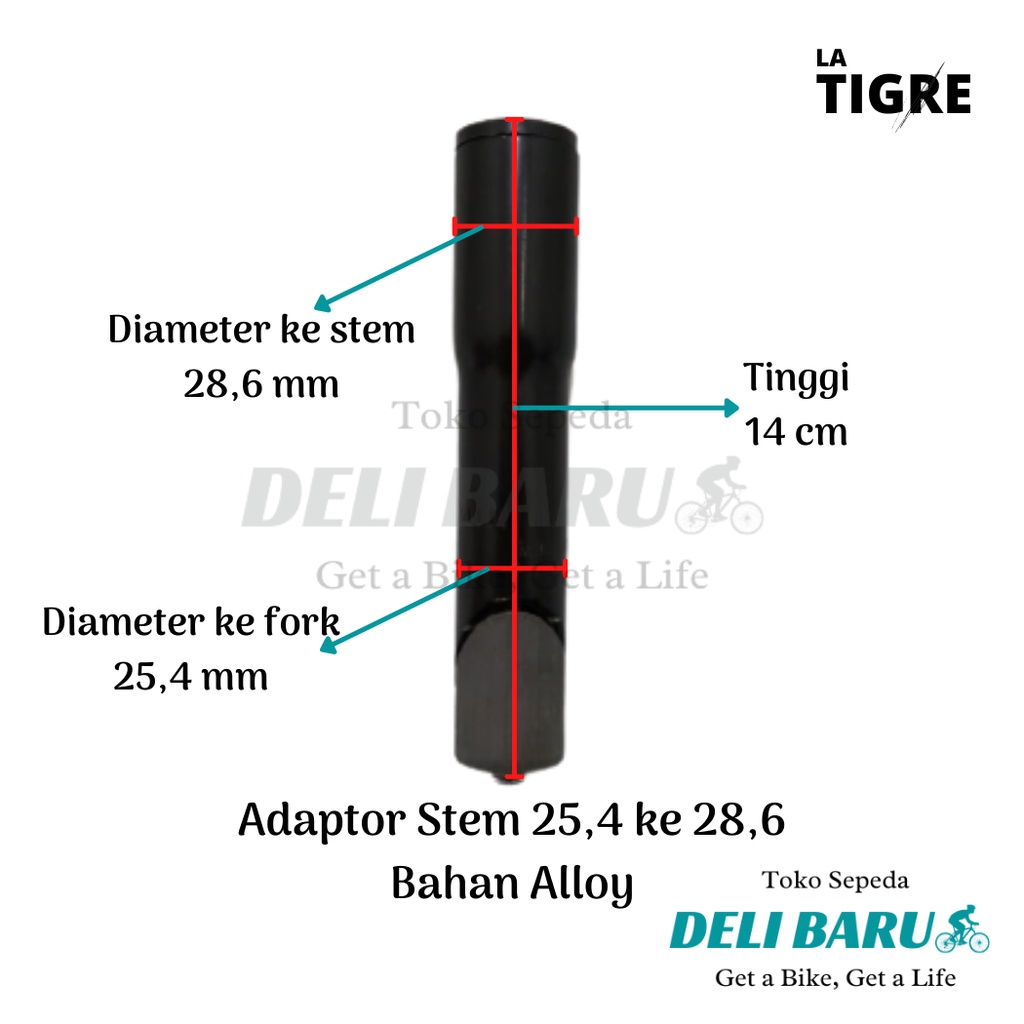 Adaptor stem 25.4 panjang 14 cm sambungan tiang stang sepeda federal