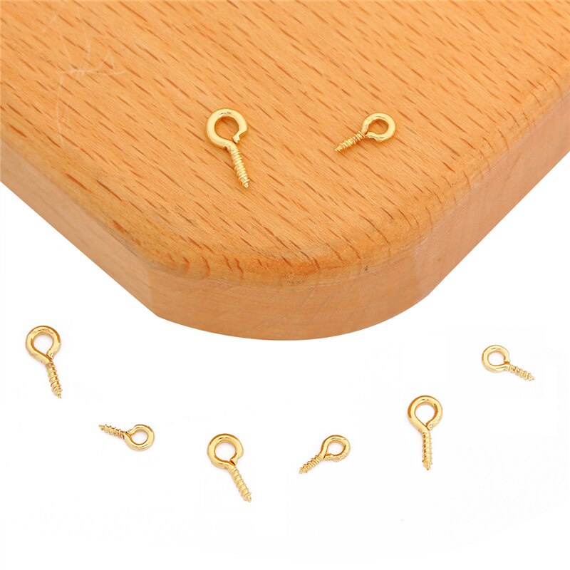 18K Gold Plated 25Pcs/lot 4x8mm 5x10mm Copper Screw Eye Pin for DIY Jewelry Findings Craft Making Earrings Bracelets