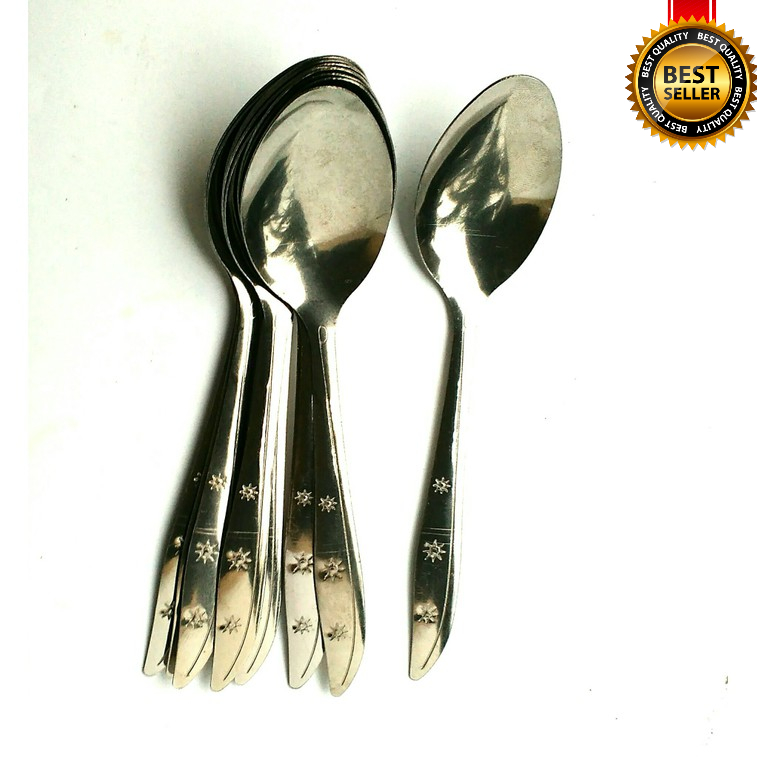 Sendok Makan Stainless 18 cm Sendok Motif Bintang - sendok makan tebal motif bintang stainless