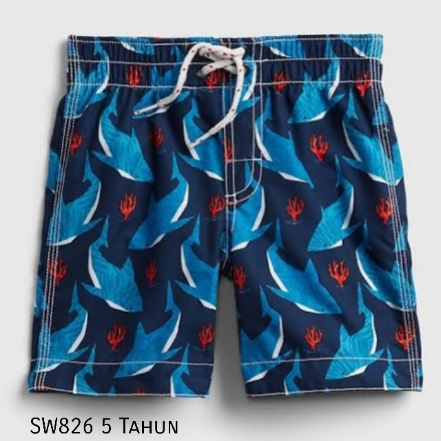 SW826 Gap Swimtrunk Celana Renang Swimsuit Anak Navy Shark Coral