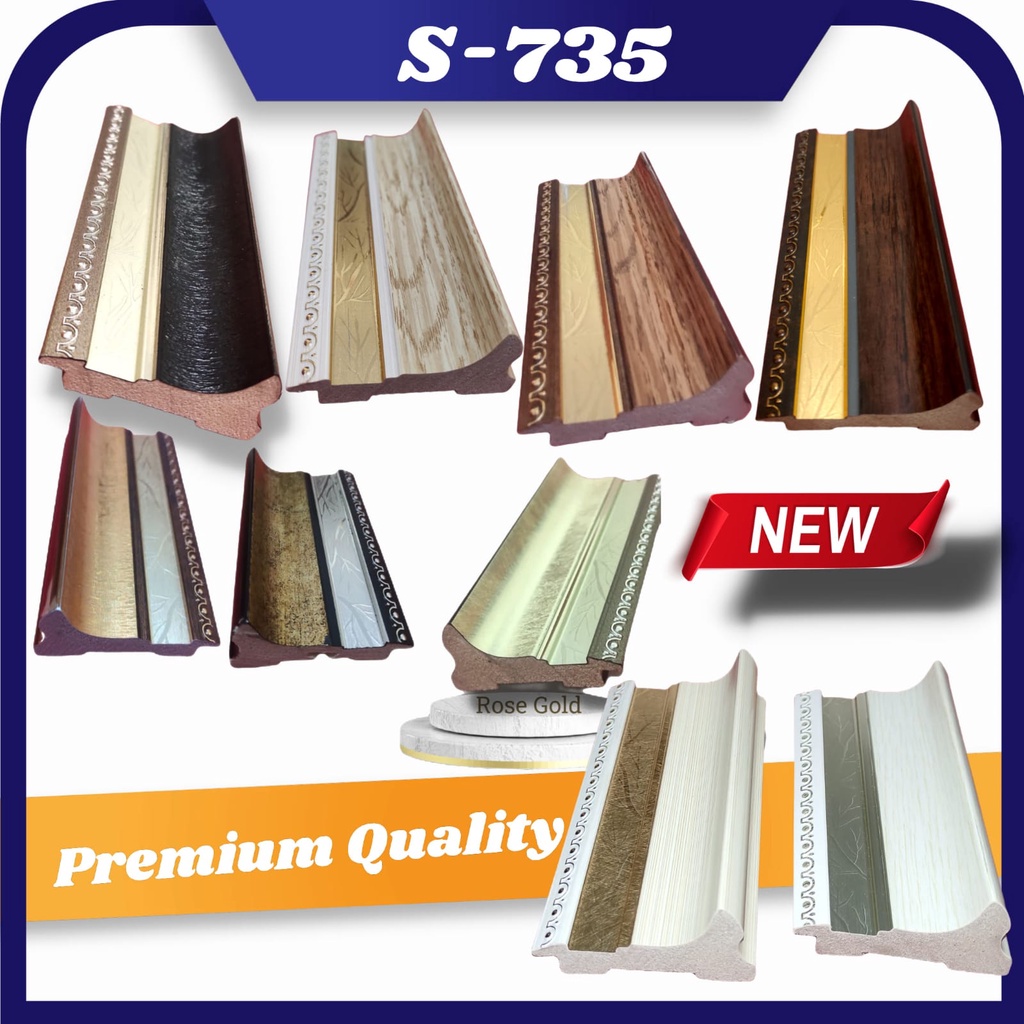 Batangan PIGURA type S 735 PANJANG 3 METER//BATANGAN ECER//LIS PLAVON// LIS PVC //LIS PROFIL