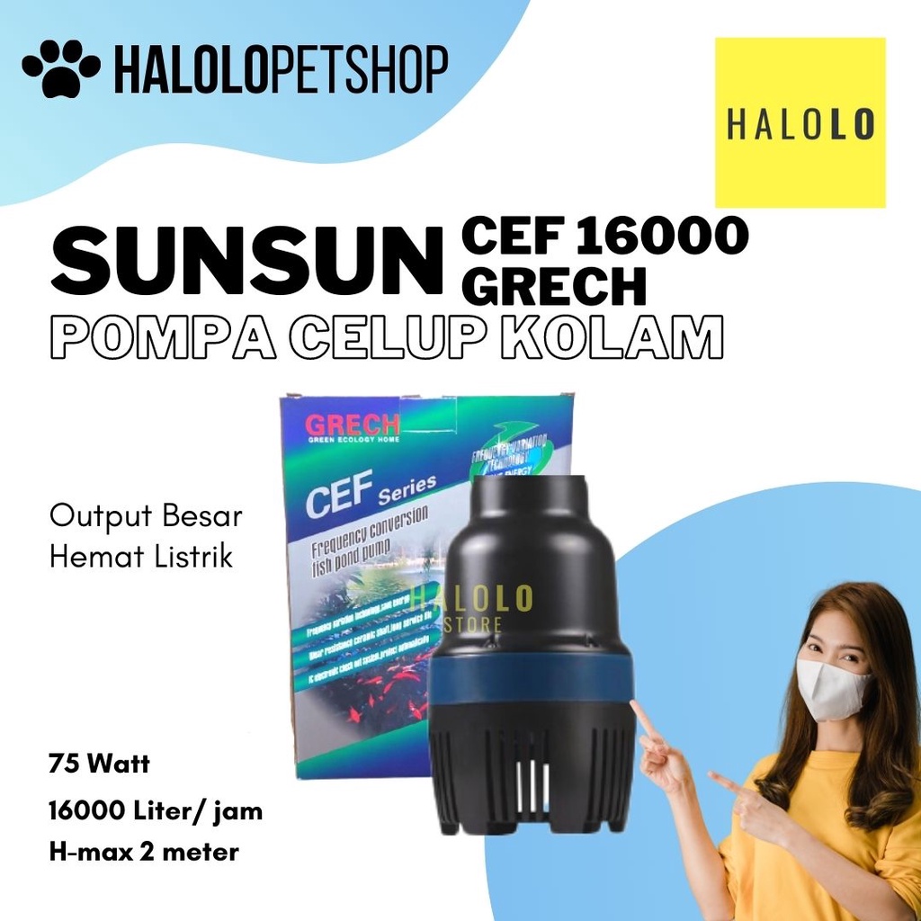 SUNSUN CEF 16000 22000 26000 30000 50000 Liter Pompa Celup Kolam Ikan Rendah Watt