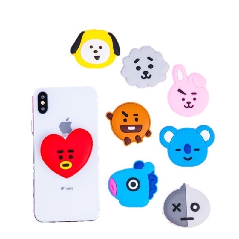 GRIPTOK 3D/PHONE HOLDER PVC/POPSOCKET HP 3D/BTS/TATA/VAN/RJ/CHIMMY/VAN/KOYA/COOKY/SHOOKY/MANG/