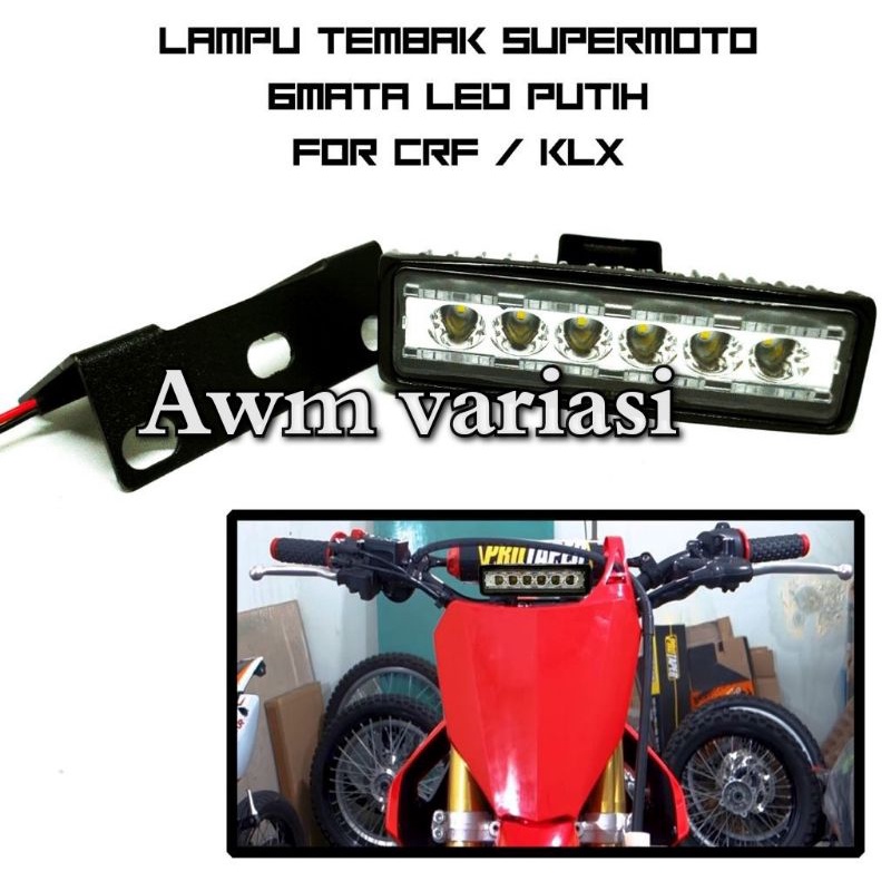 LAMPU LED 6 MATA+DUDUKAN  KLX CRF 6MATA+BREKET HEADLAMP KLX HEADLAMP CRF LAMPU