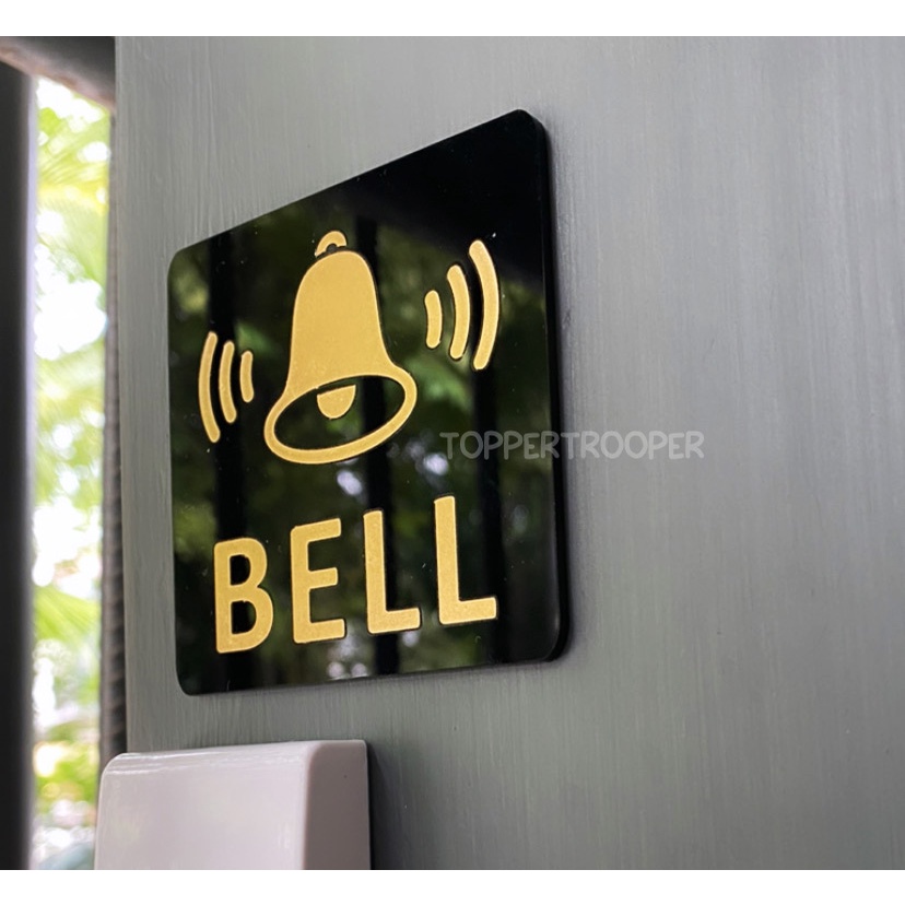 Sign Akrilik - BELL - Signage Bell Rumah / Papan Bell Rumah/Bell Rumah / Sticker Bell Akrilik | Tanda Bell / Bell Kost / Bell Hotel / Bell Guest House