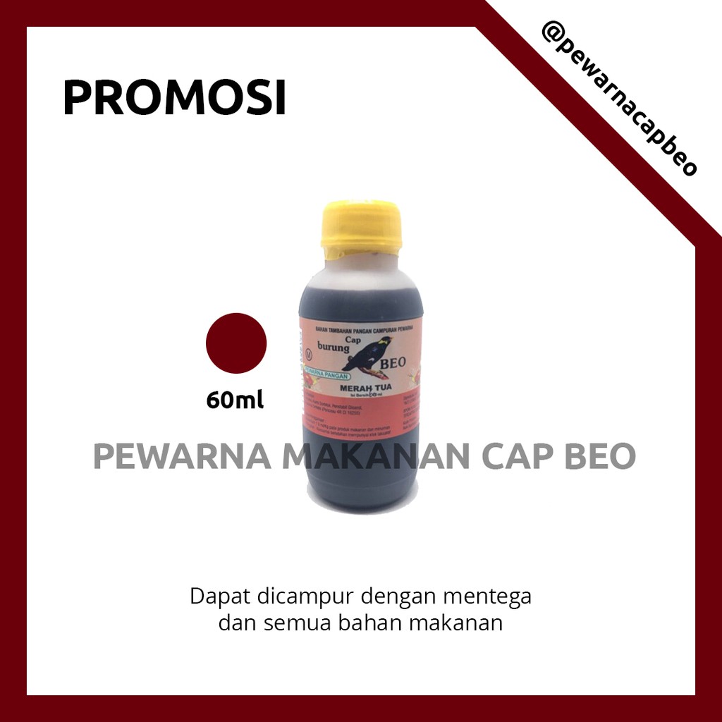 

PEWARNA MAKANAN MURAH Warna Merah Tua 60ml Cap Beo