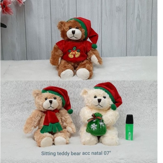 Boneka Teddy Bear Chrismas Size 8&quot;/18cm/hadiah natal/hiasan natal/Acc natal