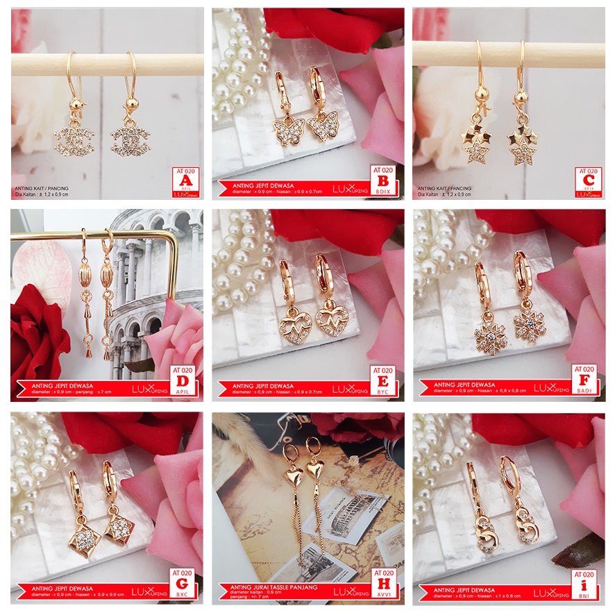 AT 020  Anting Jepit Jurai Perhiasan Wanita Lapis Emas Merk Yaxiya Aksesoirs Gaya Korea Anting xuping Murah Giwang Kupu Gold Earrings Kado Pacar Luxx Xuping