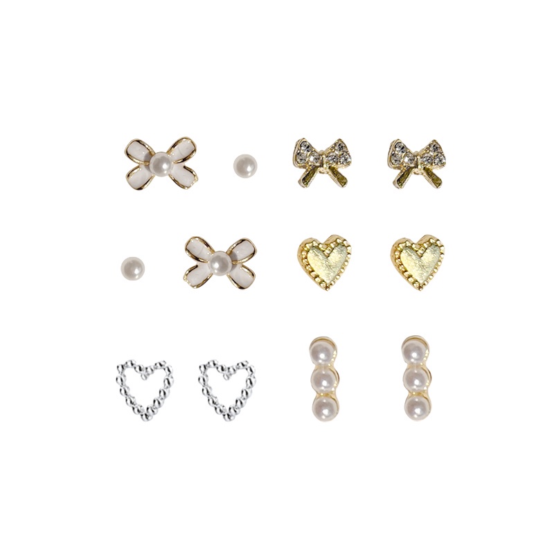 AY(CN) Anting Stud Desain Kupu-Kupu Hati Kristal Mutiara Warna Emas Untuk Wanita