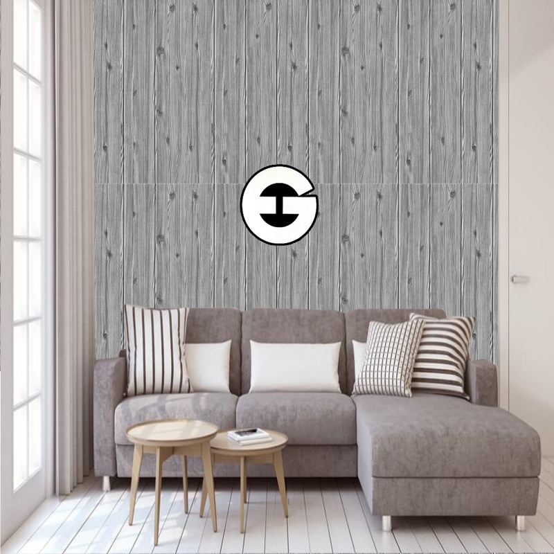 WA Wallpaper Kayu Abu Foam Premium Wallpaper Sticker