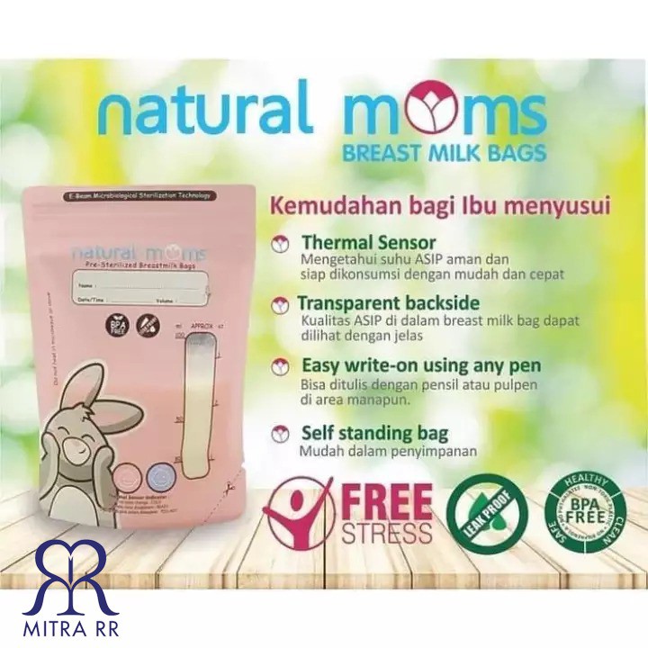 Natural Moms Breastmilk Storage Bags 100 Ml / 120 Ml / 150 Ml - Kantong Plastik ASI Natural Mom