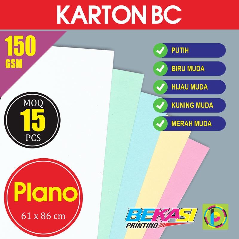 

Kertas Briefcard Brief Card BC 150 GSM Ukuran Plano 61x86 cm isi 15 Lbr