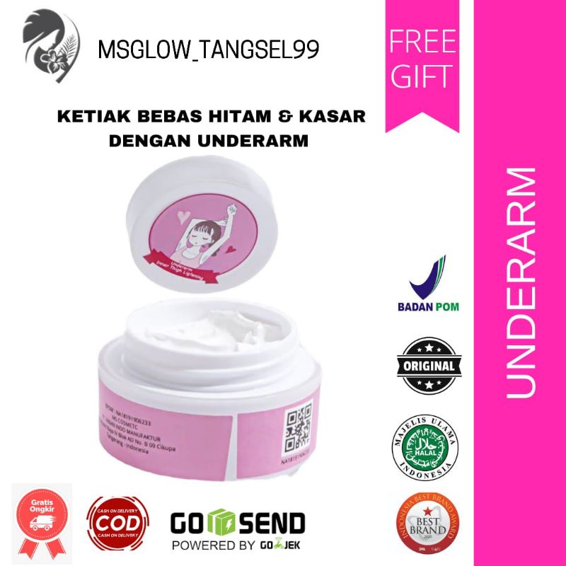 Ms Glow underarm msglow cream pemutih ketiak dan selangkangan krim pemutih pencerah - 15 GRAM  memut