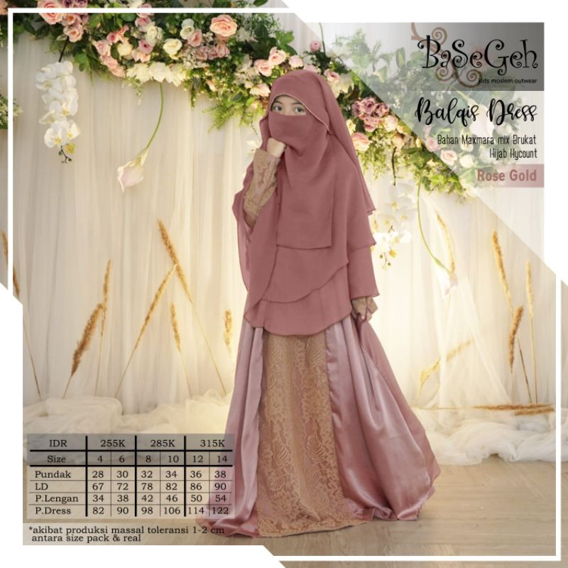 gamis anak 3-8 tahunan set jilbab free cadar