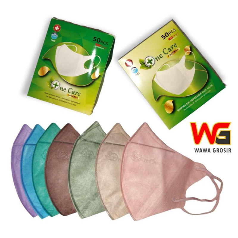 MASKER DUCKBILL ONE CARE ORIGINAL ISI 50 PCS WARNA LENGKAP