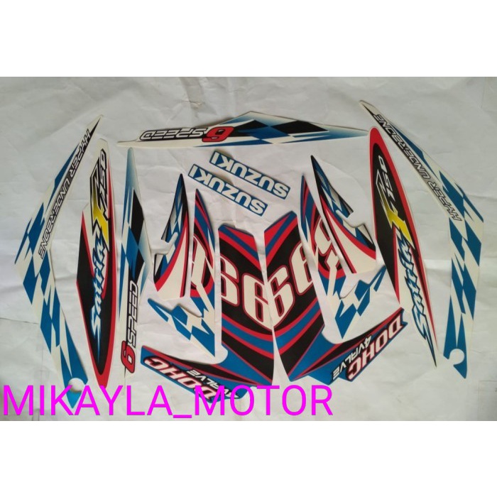 stiker lis body motor suzuki satria fu 2012 barong - putih biru