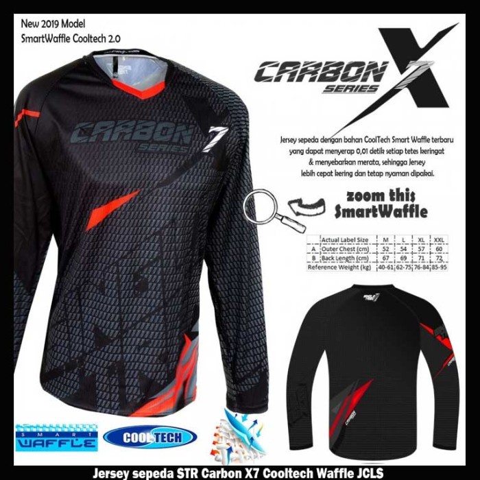 Jersey Sepeda Singletrek1 Carbon X7 Cooltech ORI JCLS Red long