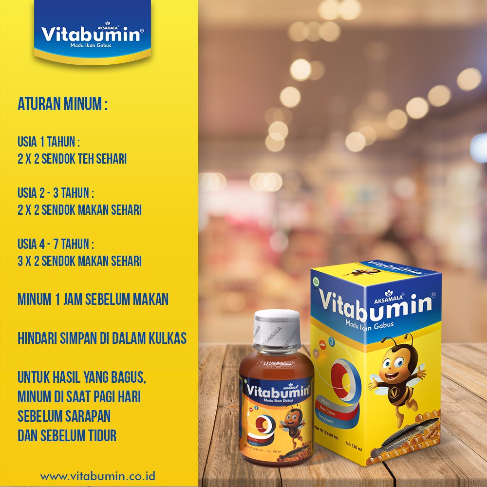 Vitabumin Madu Albumin Ikan Gabus 60 ml | 130 ml Nutrisi Tumbuh Kembang Penambah Nafsu Makan Anak