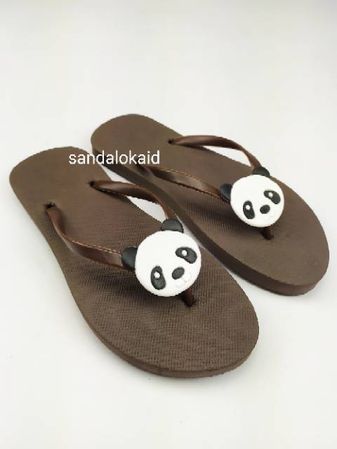 Sandal Jepit Kartun Panda | Sendal Wanita Cantik Spon Jepit Cartoon Lucu