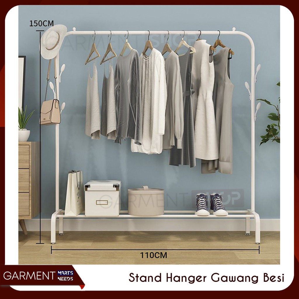 stand hanger gawang besi kuat putih hitam butik bazar display gawangan